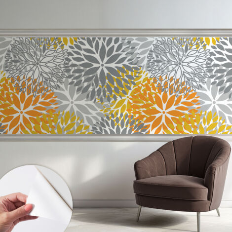 Selbstklebende Tapete modern Wohnzimmer - Wanddeko Schlafzimmer - Tapete mit Motiv Blumenenergie 250x104 cm
