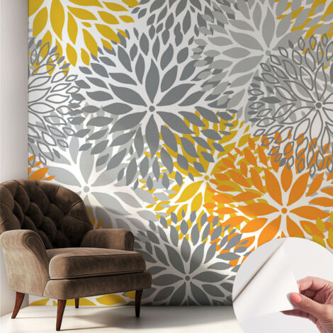 Selbstklebende Tapete modern Wohnzimmer - Wanddeko Schlafzimmer - Tapete mit Motiv Blumenenergie 250x250 cm