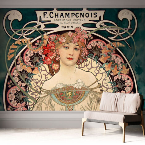 Selbstklebende Tapete modern Wohnzimmer - Wanddeko Schlafzimmer - Tapete mit Motiv Blumensymmetrie 312x219 cm