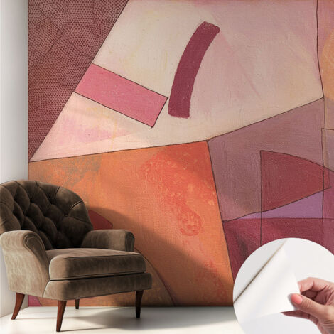 Selbstklebende Tapete modern Wohnzimmer - Wanddeko Schlafzimmer - Tapete mit Motiv Bunte Formen 250x250 cm