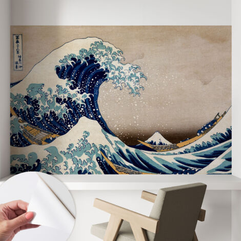 Selbstklebende Tapete modern Wohnzimmer - Wanddeko Schlafzimmer - Tapete mit Motiv Dramatische Welle 104x70 cm