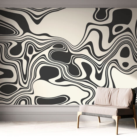 Selbstklebende Tapete modern Wohnzimmer - Wanddeko Schlafzimmer - Tapete mit Motiv Dynamische Linien 312x219 cm