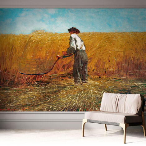 Selbstklebende Tapete modern Wohnzimmer - Wanddeko Schlafzimmer - Tapete mit Motiv Ernte in der Sonne 312x219 cm