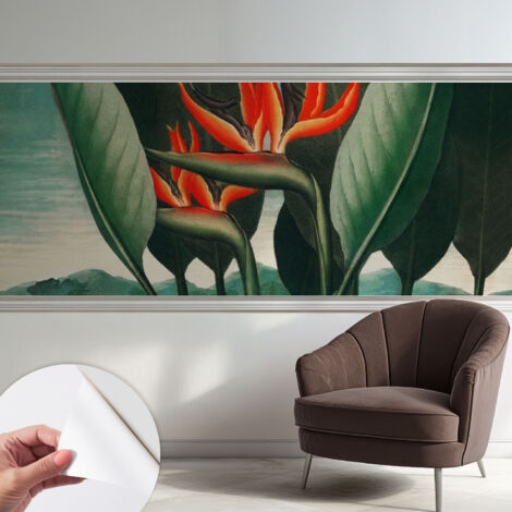 Selbstklebende Tapete modern Wohnzimmer - Wanddeko Schlafzimmer - Tapete mit Motiv Exotische Blumen 250x104 cm