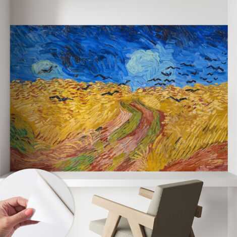 Selbstklebende Tapete modern Wohnzimmer - Wanddeko Schlafzimmer - Tapete mit Motiv Feldlandschaft 104x70 cm