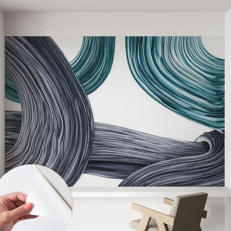 Selbstklebende Tapete modern Wohnzimmer - Wanddeko Schlafzimmer - Tapete mit Motiv Fließende Linien 152x104 cm