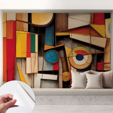 Selbstklebende Tapete modern Wohnzimmer - Wanddeko Schlafzimmer - Tapete mit Motiv Geometrische Muster 208x146 cm