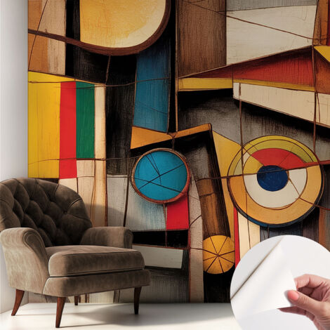 Selbstklebende Tapete modern Wohnzimmer - Wanddeko Schlafzimmer - Tapete mit Motiv Geometrische Muster 250x250 cm