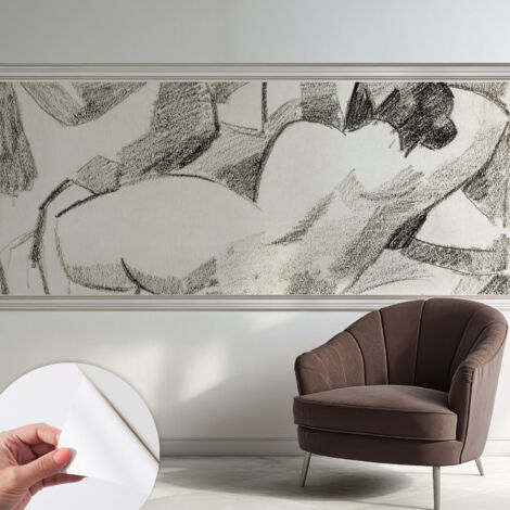 Selbstklebende Tapete modern Wohnzimmer - Wanddeko Schlafzimmer - Tapete mit Motiv Liegende Figur 250x104 cm