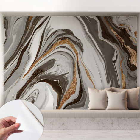 Selbstklebende Tapete modern Wohnzimmer - Wanddeko Schlafzimmer - Tapete mit Motiv Marmorierte Wirbel 208x146 cm