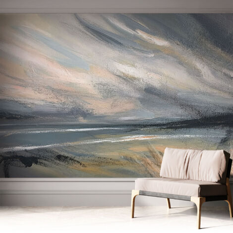 Selbstklebende Tapete modern Wohnzimmer - Wanddeko Schlafzimmer - Tapete mit Motiv Morgenstille 312x219 cm