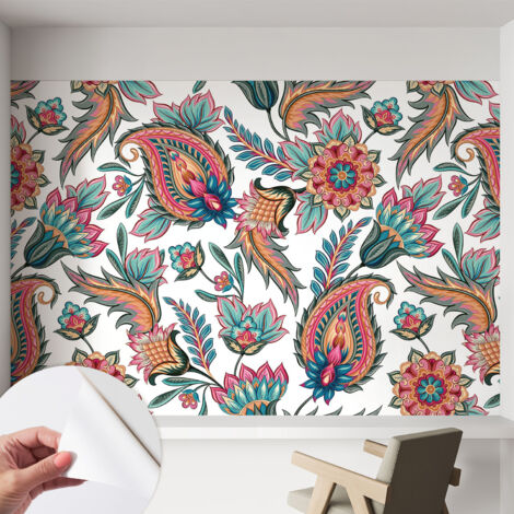 Selbstklebende Tapete modern Wohnzimmer - Wanddeko Schlafzimmer - Tapete mit Motiv Orientalisches Muster 152x104 cm