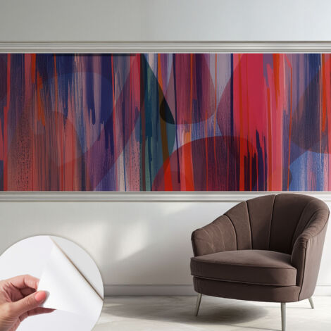 Selbstklebende Tapete modern Wohnzimmer - Wanddeko Schlafzimmer - Tapete mit Motiv Regenbogenstreifen 250x104 cm