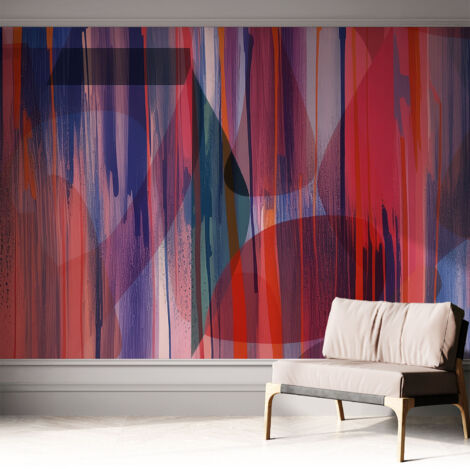 Selbstklebende Tapete modern Wohnzimmer - Wanddeko Schlafzimmer - Tapete mit Motiv Regenbogenstreifen 312x219 cm