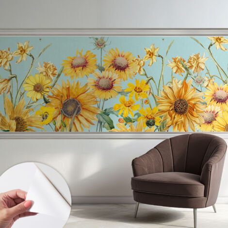 Selbstklebende Tapete modern Wohnzimmer - Wanddeko Schlafzimmer - Tapete mit Motiv Sommergarten 250x104 cm