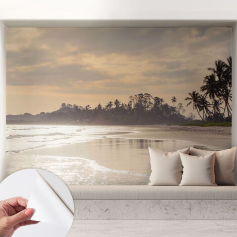 Selbstklebende Tapete modern Wohnzimmer - Wanddeko Schlafzimmer - Tapete mit Motiv Strandmorgen 208x146 cm