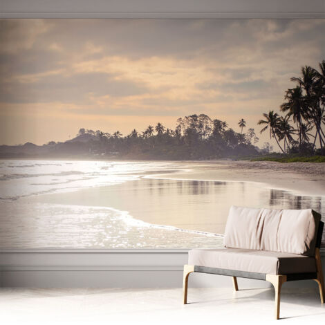 Selbstklebende Tapete modern Wohnzimmer - Wanddeko Schlafzimmer - Tapete mit Motiv Strandmorgen 312x219 cm
