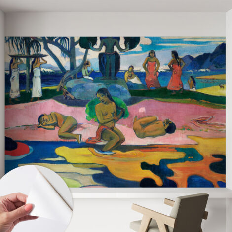 Selbstklebende Tapete modern Wohnzimmer - Wanddeko Schlafzimmer - Tapete mit Motiv Tropische Erholung 152x104 cm