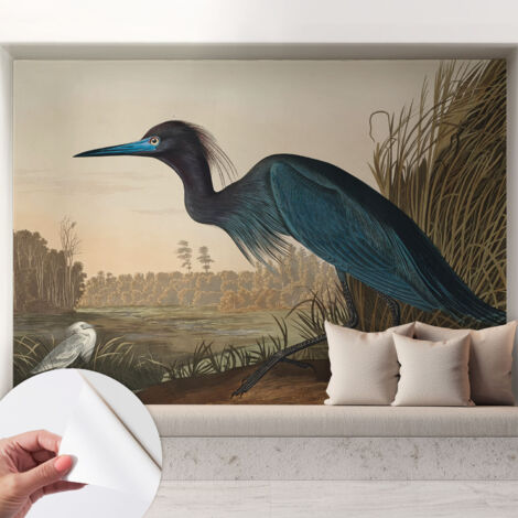 Selbstklebende Tapete modern Wohnzimmer - Wanddeko Schlafzimmer - Tapete mit Motiv Vögel am Wasser 208x146 cm