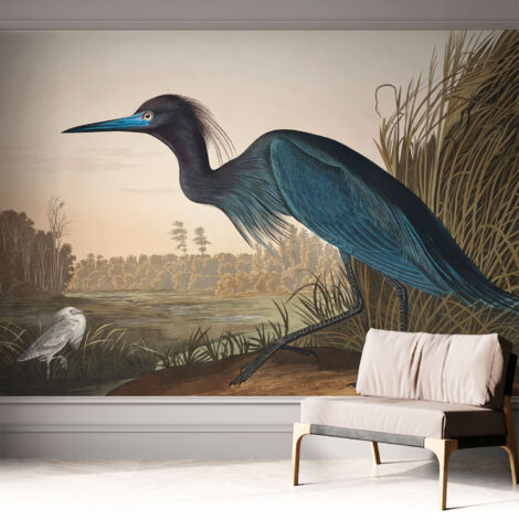 Selbstklebende Tapete modern Wohnzimmer - Wanddeko Schlafzimmer - Tapete mit Motiv Vögel am Wasser 312x219 cm