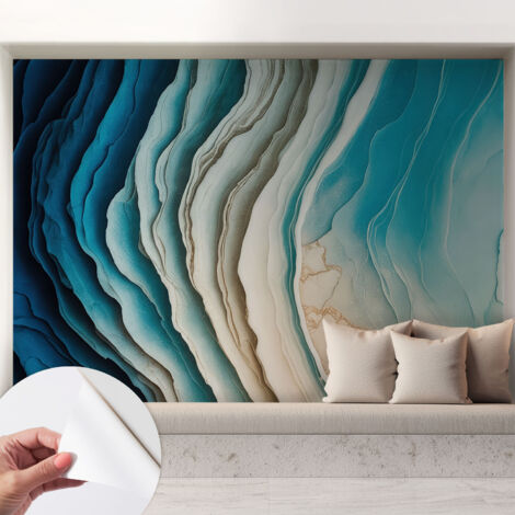 Selbstklebende Tapete modern Wohnzimmer - Wanddeko Schlafzimmer - Tapete mit Motiv Wellen der Harmonie 208x146 cm