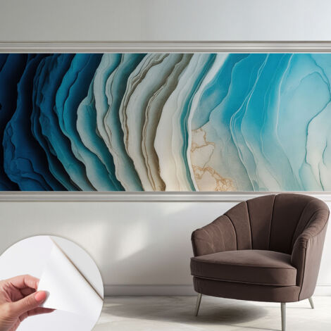 Selbstklebende Tapete modern Wohnzimmer - Wanddeko Schlafzimmer - Tapete mit Motiv Wellen der Harmonie 250x104 cm