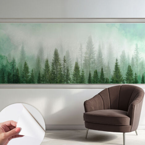 Selbstklebende Tapete modern Wohnzimmer - Wanddeko Schlafzimmer - Tapete mit Motiv Wolf im Wald 250x104 cm