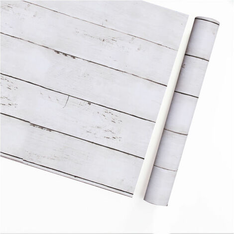 Selbstklebende Tapete Möbel Holz weiß Vinyl selbstklebend entfernbare dekorative Innenfolie für Paneele 45 x 1000 cm, 1 Stk