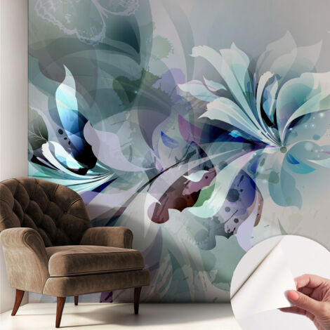 Selbstklebende Tapete - Wanddekoration Wohnzimmer - Tapete Schlafzimmer Blumenabstraktion 250x250 cm