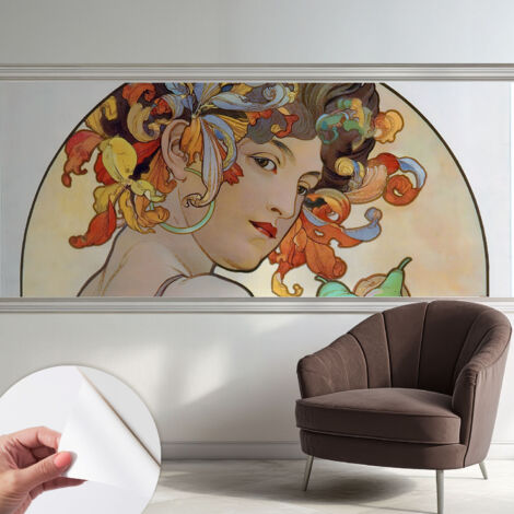 Selbstklebende Tapete - Wanddekoration Wohnzimmer - Tapete Schlafzimmer Farbenfroher Jugendstil 250x104 cm