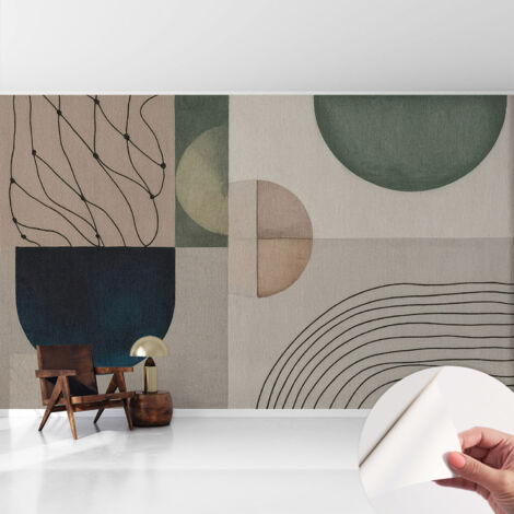 Selbstklebende Tapete - Wanddekoration Wohnzimmer - Tapete Schlafzimmer Geometrische Formen 416x254 cm