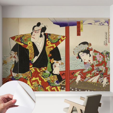 Selbstklebende Tapete - Wanddekoration Wohnzimmer - Tapete Schlafzimmer Japanisches Theater 152x104 cm