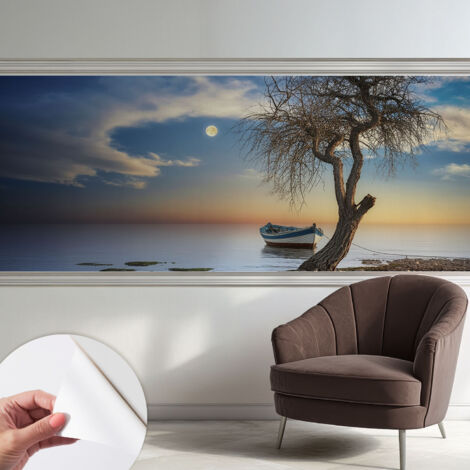 Selbstklebende Tapete - Wanddekoration Wohnzimmer - Tapete Schlafzimmer Ruhige Landschaft 250x104 cm
