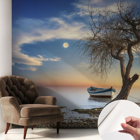 Selbstklebende Tapete - Wanddekoration Wohnzimmer - Tapete Schlafzimmer Ruhige Landschaft 250x250 cm