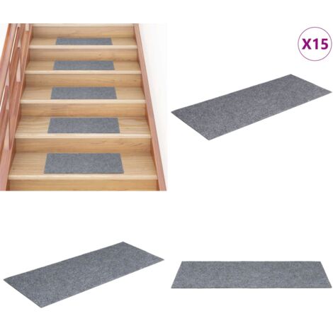 Selbstklebende Treppenmatten 15 Stk. 60x25 cm Hellgrau - Stufenmatten - Treppenläufer - Treppenschutz - Anti-Rutschmatte - Nadelvliesmatte - Home & Living