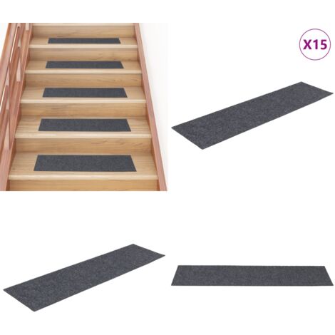 Selbstklebende Treppenmatten 15 Stk. 76x20 cm Hellgrau - Stufenmatten - Treppenläufer - Treppenschutz - Anti-Rutschmatte - Nadelvliesmatte - Home & Living
