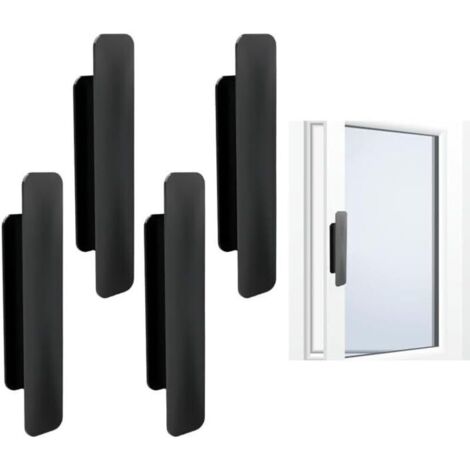 Selbstklebende Türgriffe, 4-teiliges Set aus Kunststoff-Schrankgriffen, sofort haftende Möbelgriffe für Fenster, Kleiderschränke und Schubladen (Schwarz)