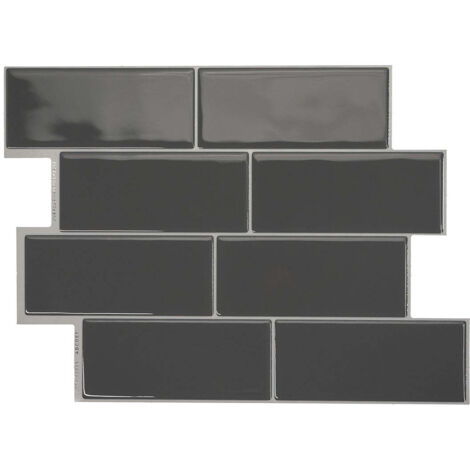 Selbstklebende Wandfliesen x4,  29,36x21,29cm- Smart Tiles Metro Grigo Klebefliesen 3D Fliesenaufkleber für Bad & Küche