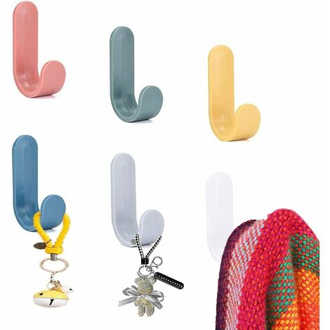 Selbstklebende Wandhaken,18 Stück Bunt kleiderhaken Selbstklebende, Kunststoff Handtuchhaken, Wasserfest Haken, Ohne Bohren, ​für Bad Küche Büro Badezimmer (6 Farben)