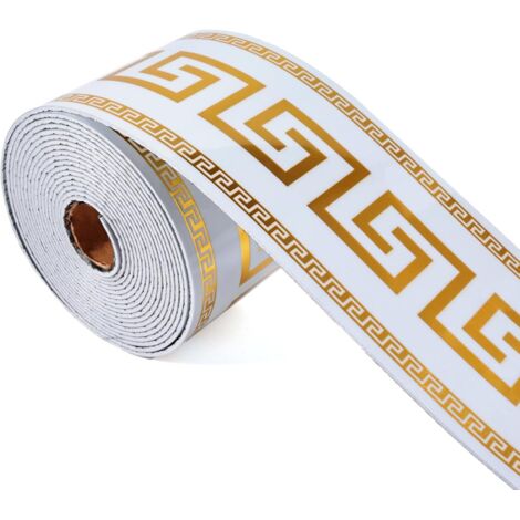 Selbstklebende, wasserfeste Bordüre aus goldfarbenem PVC-Schaum, 1 Rolle 10 x 500 cm – Ideal für Küche, Wohnzimmer, Schlafzimmer, Badezimmer, für Hausbesitzer und Dekorateure