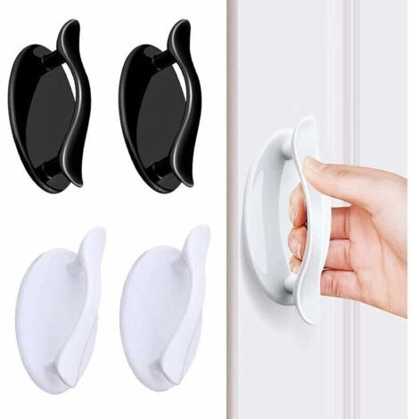 Selbstklebender Fenstergriff, selbstklebender Griff, selbstklebender Schiebetürgriff für Fenster, Schrank, Schublade, Kühlschrank, Hilfszubehör (weiß + schwarz), 4 Stück