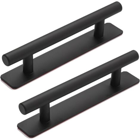 Selbstklebender Schiebetürgriff, 2 Stück – Aluminiumlegierung 150 x 25 mm – Bohrfreie Montage – Modernes, mattschwarzes Design