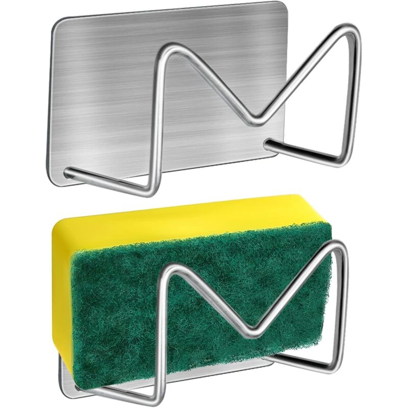 Image of Selbstklebender Schwammhalter, Küchenspülen-Schwammhalter aus Edelstahl 304 ohne Bohren – Silber