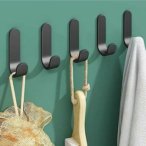 AMIRROR SMART UG Selbstklebender Wandhaken, 10 Stück, Wandhaken, schwarzer Klebehaken, selbstklebender Haken aus Edelstahl, selbstklebende Wandhaken für Badezimmer, Küche, Büro