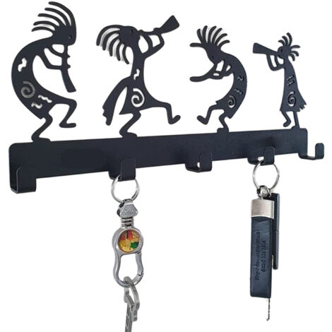 Selbstklebender, wandmontierter Schlüsselhalter, schwarzer Schlüsselhalter mit 1 Haken, Schlüsselorganizer für den Eingangsbereich, minimalistisches Design, schraubenlose Montage (Aluminium, 24 x 10 c
