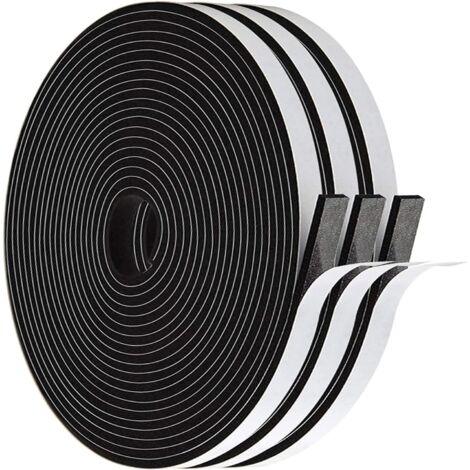 Selbstklebendes Dichtungsband für Türen Fenster 6 mm (B) x 3 mm (T) / 18 m Gummidichtung Türdichtung Schaumstoffband Schalldämmung Wasserdicht für Kollisionsdichtung Schalldicht