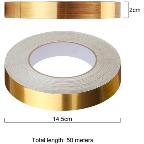 Selbstklebendes Fliesenband, dekorativ, wasserdicht, Fugenleiste, für Böden, Wände, Decken, Türen und Fenster, Heimdekoration (1 (2 cm x 50 m), gold)