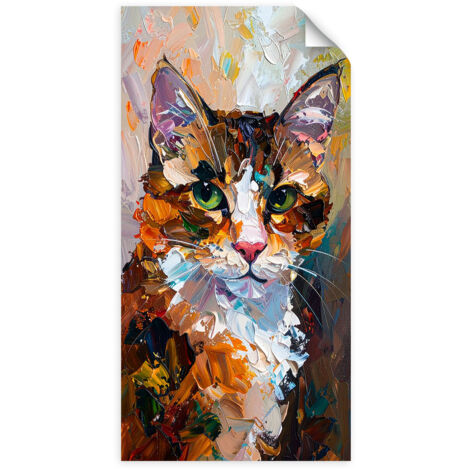 Selbstklebendes Poster – Wandsticker Abstrakt bunte Katze 40x80 cm