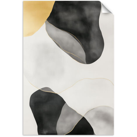 Selbstklebendes Poster – Wandsticker Abstrakte Spritzer Gold Grau Schwarz 60x90 cm