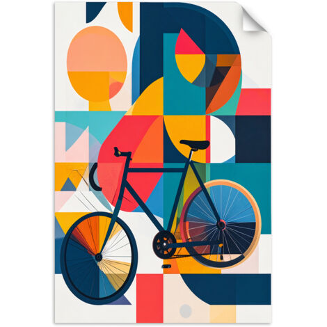 Selbstklebendes Poster – Wandsticker Abstraktion Fahrrad inspiriert vom Bauhaus 20x30 cm